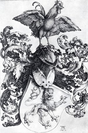 Albrecht Durer - Coat Of Arms With Lion And Rooster