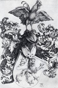 Coat Of Arms With Lion And Rooster