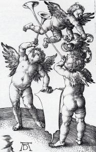 Three Putti With Shield And Helmet