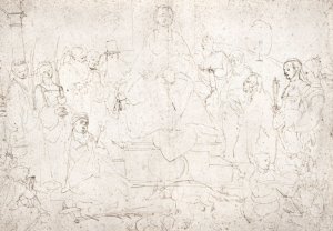 Studies on a great picture of the Virgin   Madonna with child, ten saints and angels