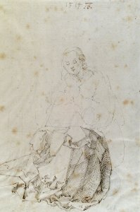 Madonna and child on the grassy bank