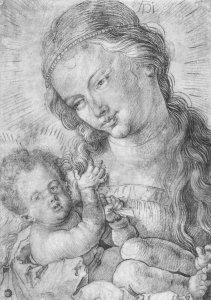 Madonna and child in half length