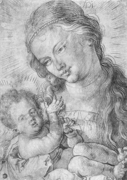 Madonna and child in half length
