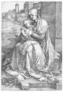 The Virgin And Child Seated By The Wall